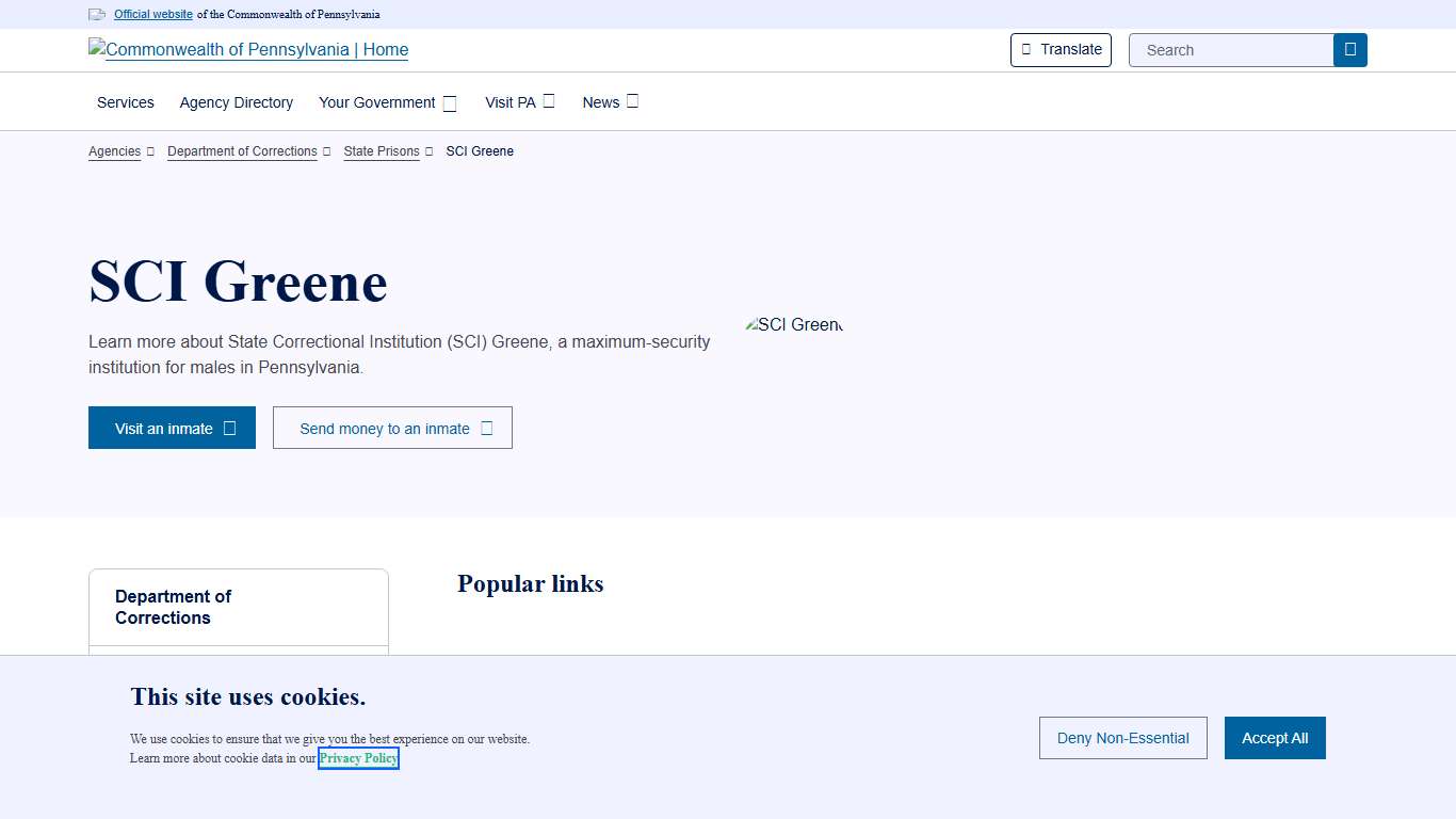 SCI Greene Department of Corrections Commonwealth of Pennsylvania